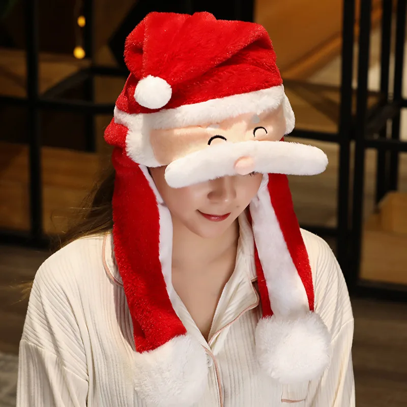 Novel Movable Christmas Hat Winter Cute Santa Claus Snowman Elk Hat New Santa Claus - Shop at LoveMi