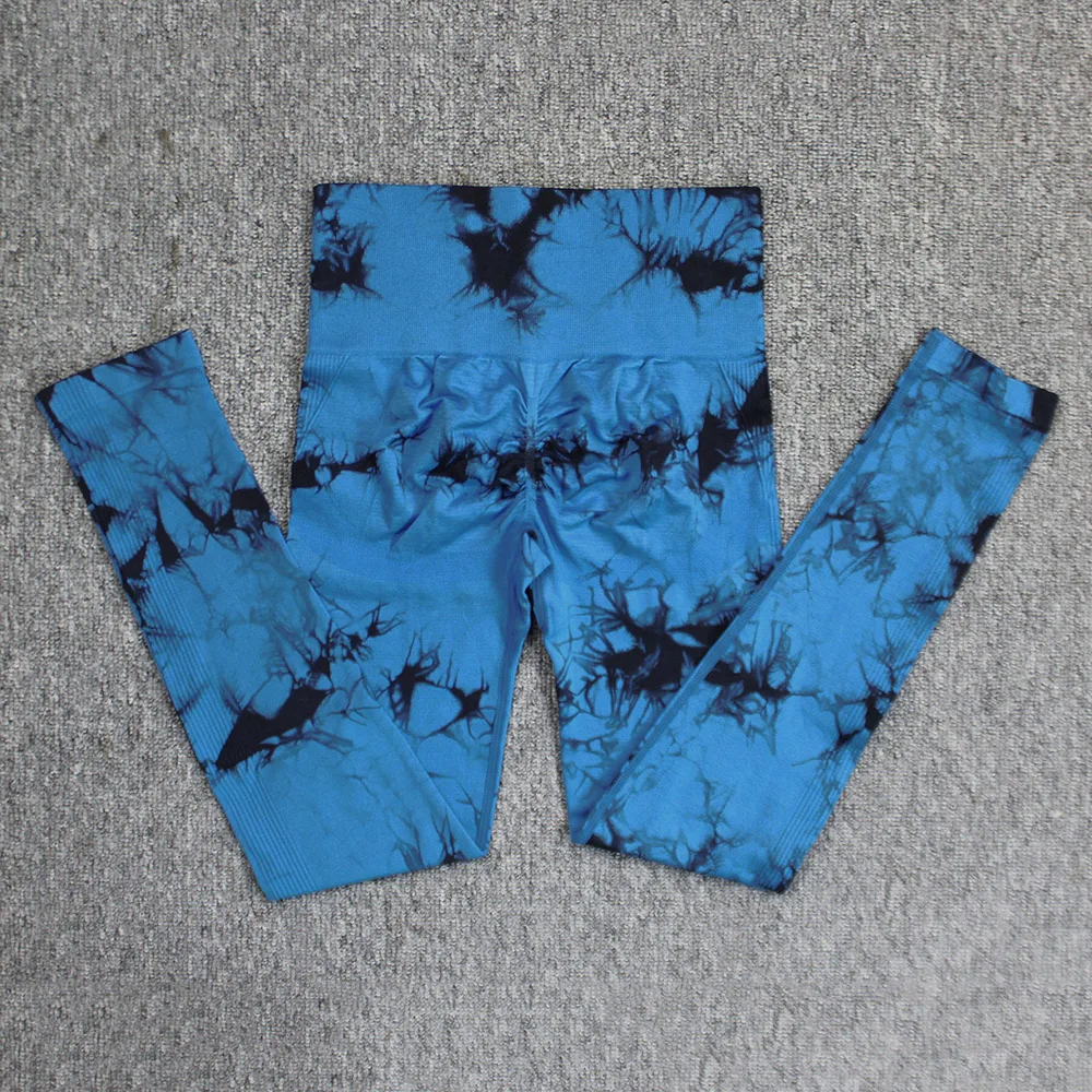 Women's Printed Tie dye Seamless Skinny Yoga Pants Black Blue Blackblue - Shop at LoveMi