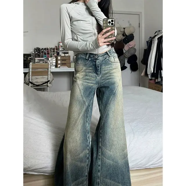 American Retro Jeans Street Vintage Blue - Shop at LoveMi