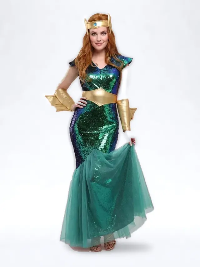 Sea Queen Costume for Women, Sequin Mermaid Gown Women's Style - Shop at LoveMi