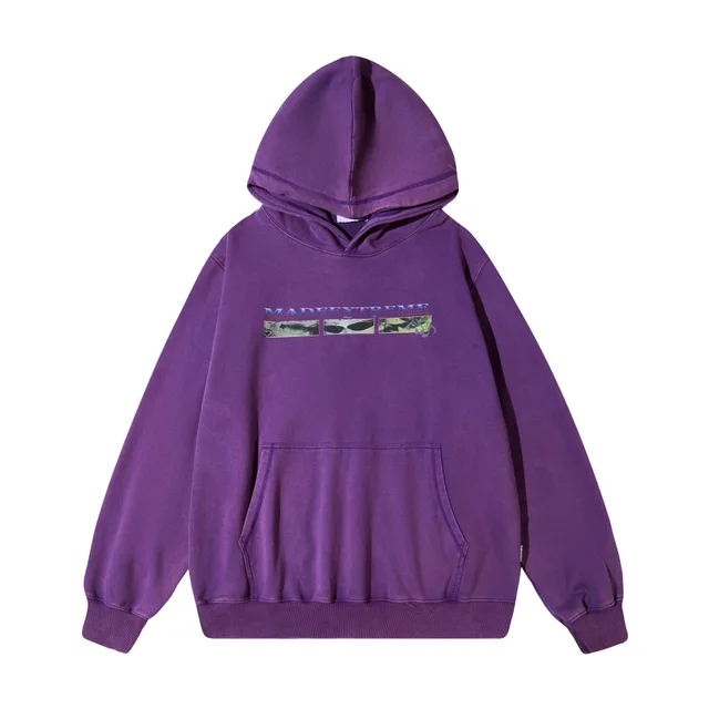 Street Tide Brand Printed Washed And Worn Sweater For Men And Women Purple - Shop at LoveMi