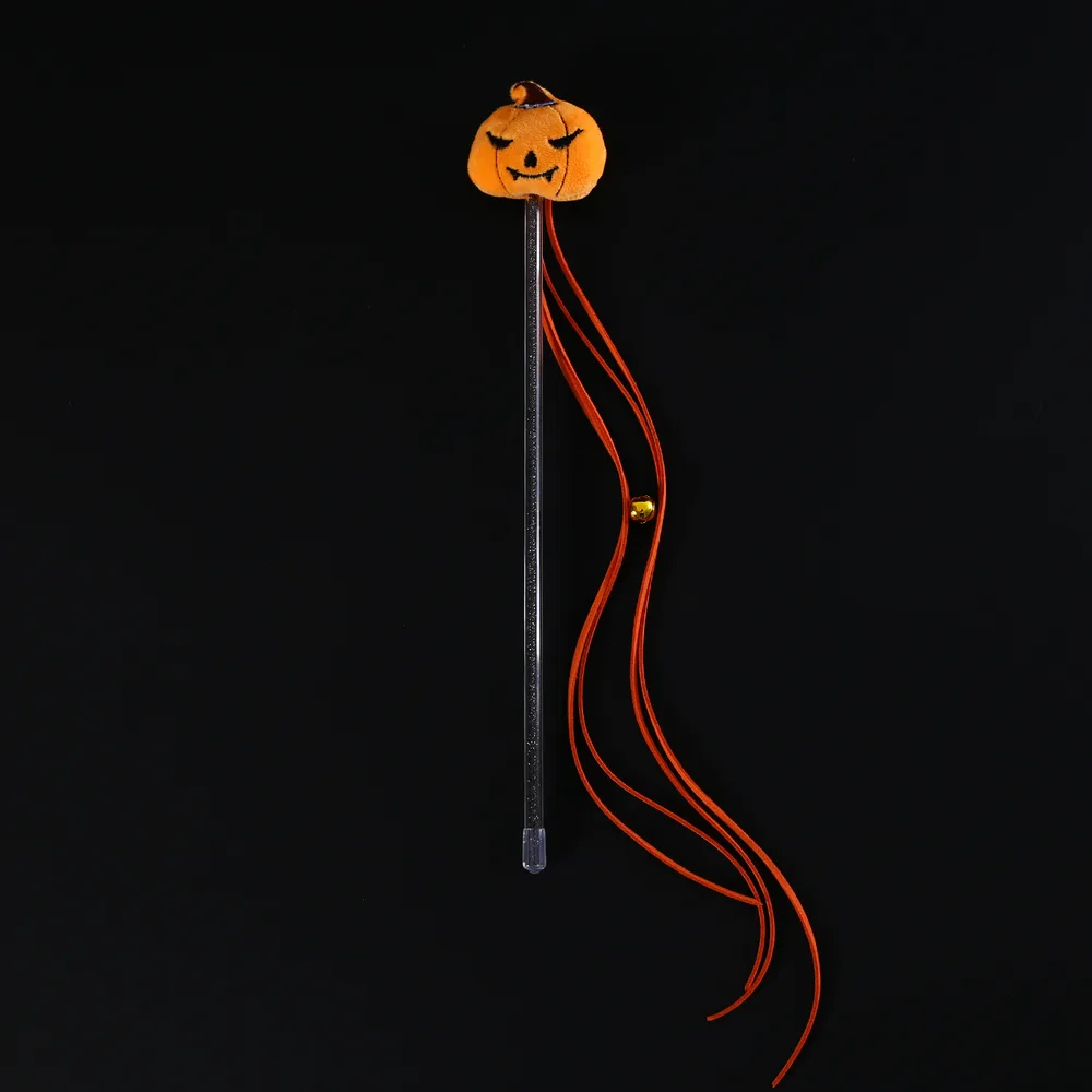 Halloween Cat Teaser Stick Cartoon Plush Spider Pumpkin Bat Tassel Sound Interactive Pet Toy Tassel Pumpkin Cat Teaser - Shop at LoveMi