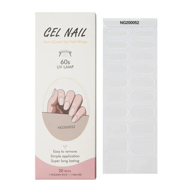 Semi Cured Gel Nails Art Stickers Transparent Solid Color Transparent - Shop at LoveMi