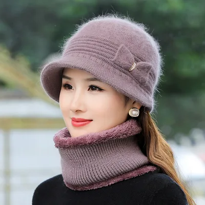 Fashion Velvet Padded Warm Wool Hat Taro Free Size Hat - Shop at LoveMi