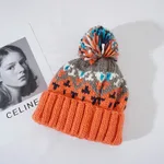 Fashionable Age Reducing Cute Fur Ball Knitted Hat - Orange