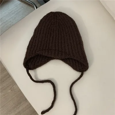 Green Warm Ear Protection Knitted Wool Hat Brown - Shop at LoveMi