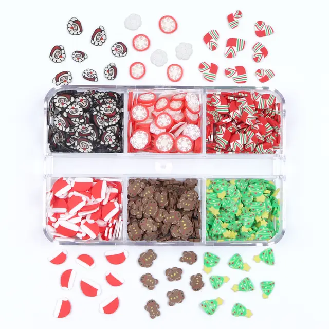 Small 6 grid Boxed Holiday Manicure Polymer Clay Ornament Christmas Polymer Clay - Shop at LoveMi