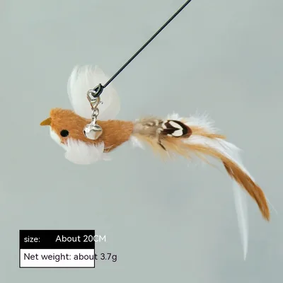 Simulation Bird Steel Wire Long Brush Holder Cat Teaser Feather Replacement Head Cat Toy Coffee Color Flying Bird - Shop at LoveMi