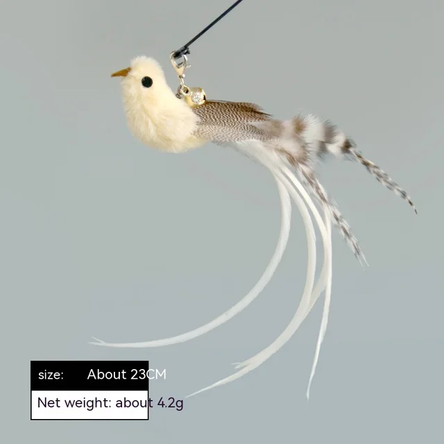 Simulation Bird Steel Wire Long Brush Holder Cat Teaser Feather Replacement Head Cat Toy White Bird - Shop at LoveMi