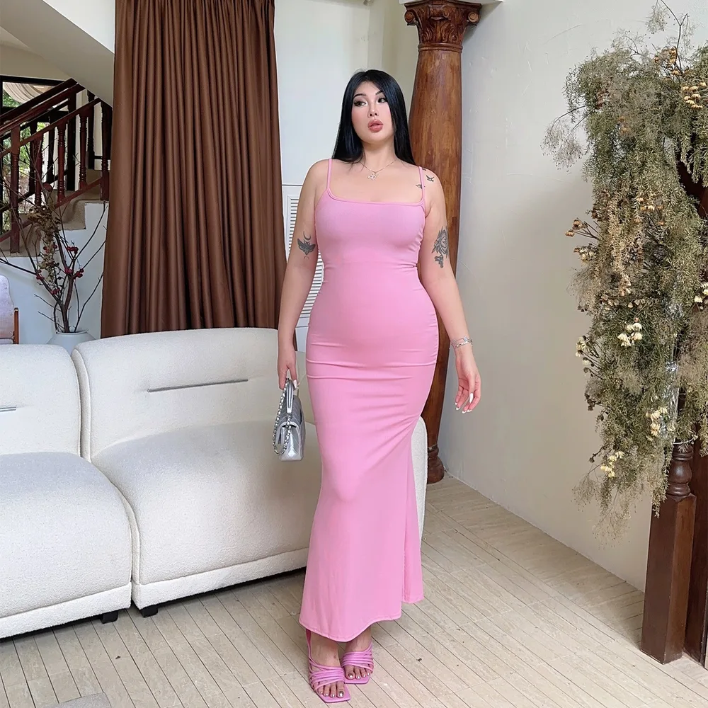Sling Waist Wrap Buttocks Fishtail Skirt Dress Pink - Shop at LoveMi