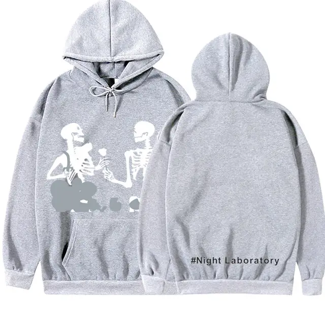 Night Laboratory Korean Style Versatile Personality Hoodie Gray - Shop at LoveMi