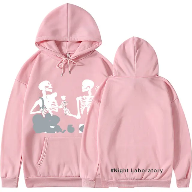 Night Laboratory Korean Style Versatile Personality Hoodie Pink - Shop at LoveMi