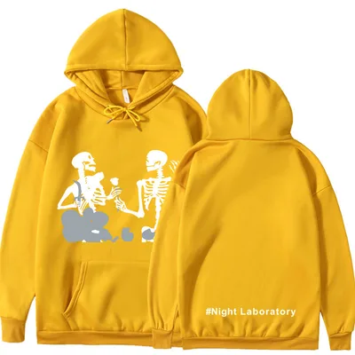 Night Laboratory Korean Style Versatile Personality Hoodie Yellow - Shop at LoveMi
