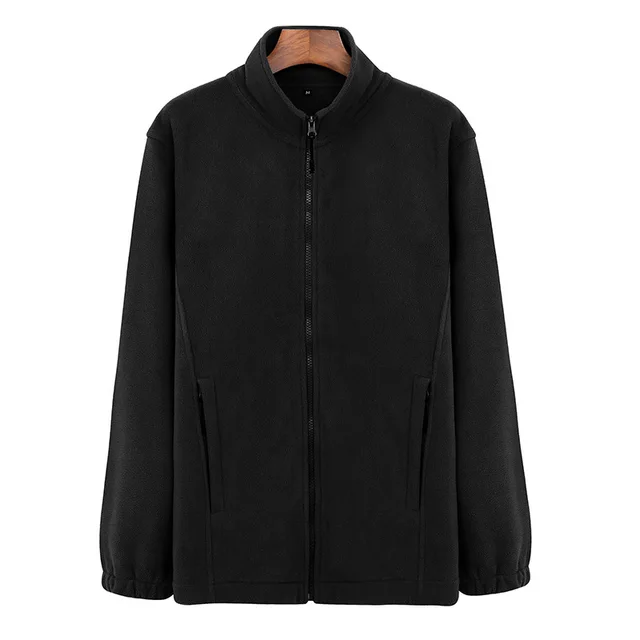 Winter Sports Zipper Polar Fleece Loose Sweater Coat Black - Shop at LoveMi