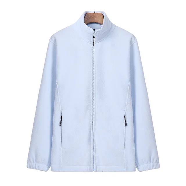 Winter Sports Zipper Polar Fleece Loose Sweater Coat Light Blue - Shop at LoveMi