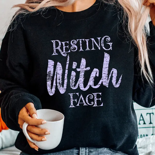Black Rest Witch Face Pattern Pullover Black - Shop at LoveMi