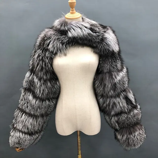 Women's Fur Shawl Coat Gray Black - Shop at LoveMi