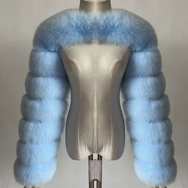 Women's Fur Shawl Coat Sky Blue - Shop at LoveMi