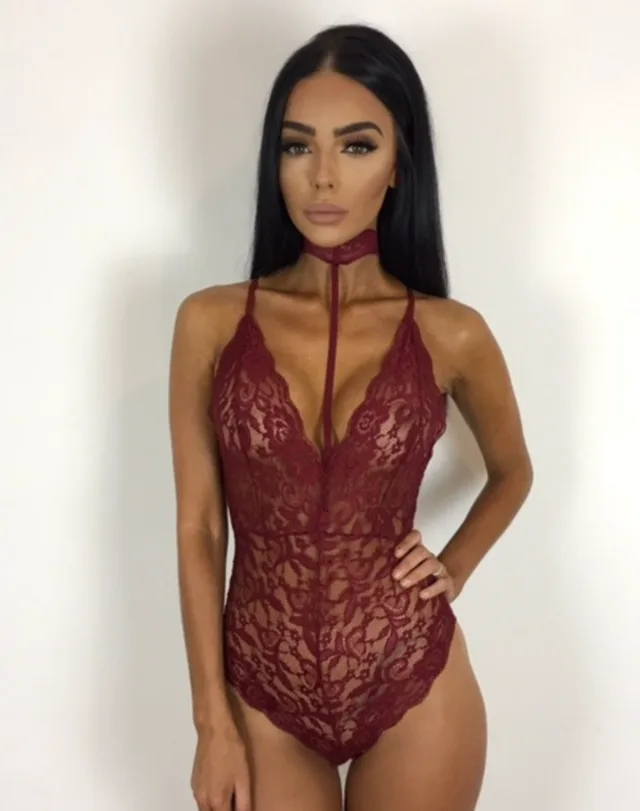 Sexy lace bodysuit Wine Red - Shop at LoveMi