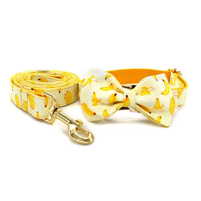 Yellow Banana Dog Traction Rope Bow Tie And Collar - Shop at LoveMi