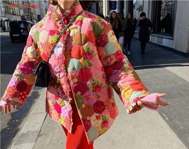 Printed Long sleeved Cotton Jacket Red - Shop at LoveMi