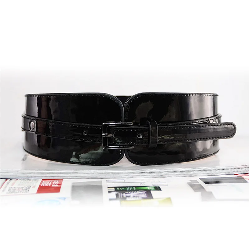 Women's Patent Leather Belt All-match Waist Seal - Black
