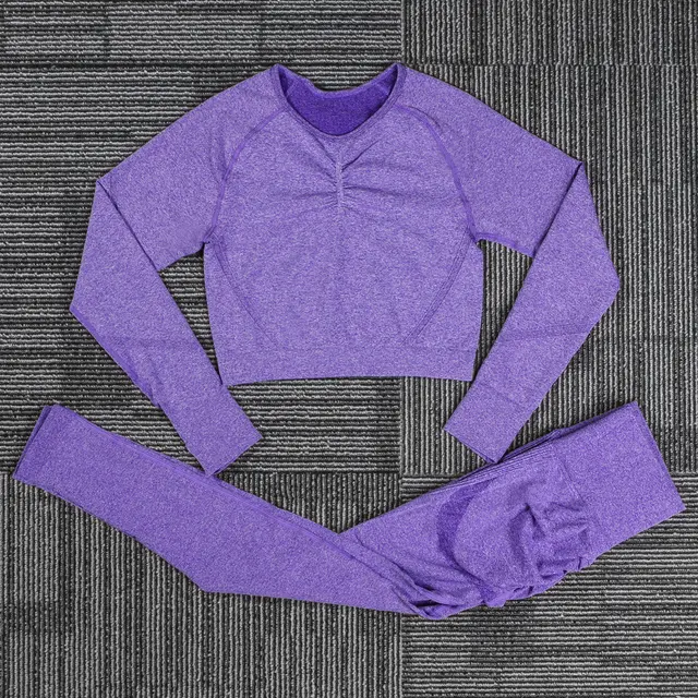 Yoga Suit Female European And American Purple Long Sleeve Trousers - Shop at LoveMi