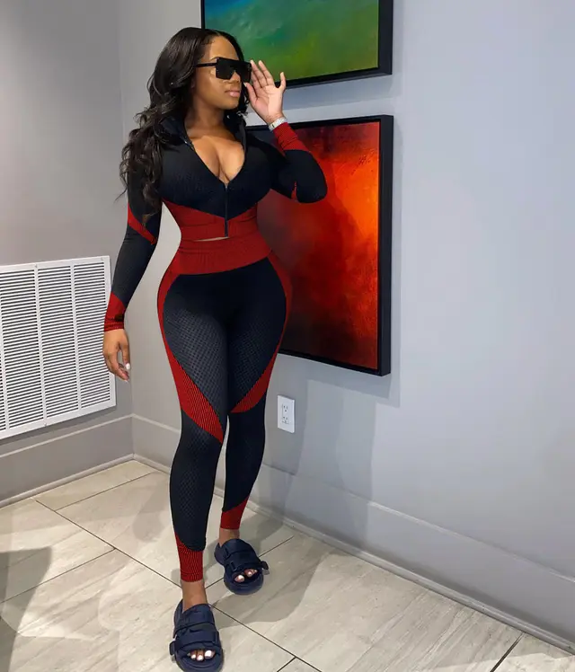 European And American FallWinter Yoga Wear Plus Size Sports Red - Shop at LoveMi