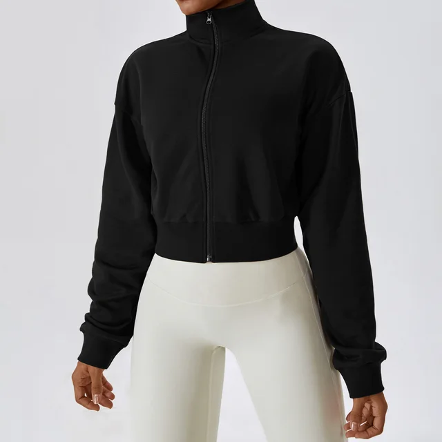 Loose Zip Long Sleeve Sports All match Casual Sweatshirt Advanced Black - Shop at LoveMi