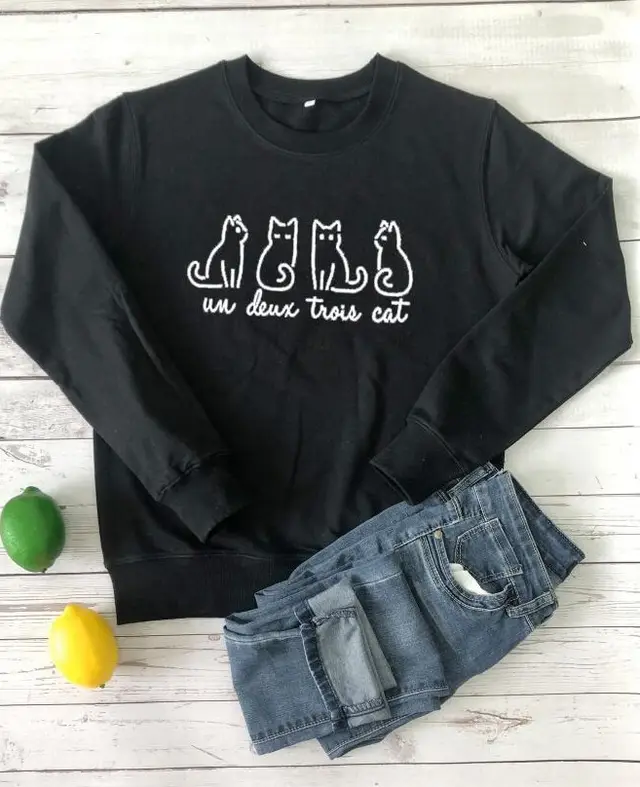 Fashionable Casual Round Neck Sweater Black & White Letters - Shop at LoveMi