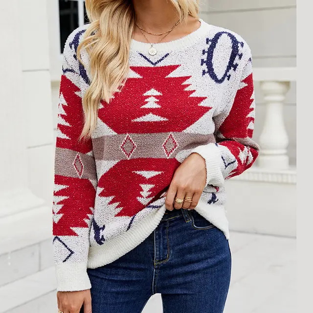 Women's Knitwear Christmas Long Sleeve Sweater For Women Apricot - Shop at LoveMi