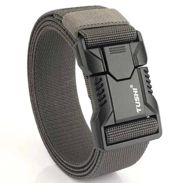 Tactical Aluminum Alloy Release Buckle Training Elastic Nylon Waistband Dark Gray - Shop at LoveMi