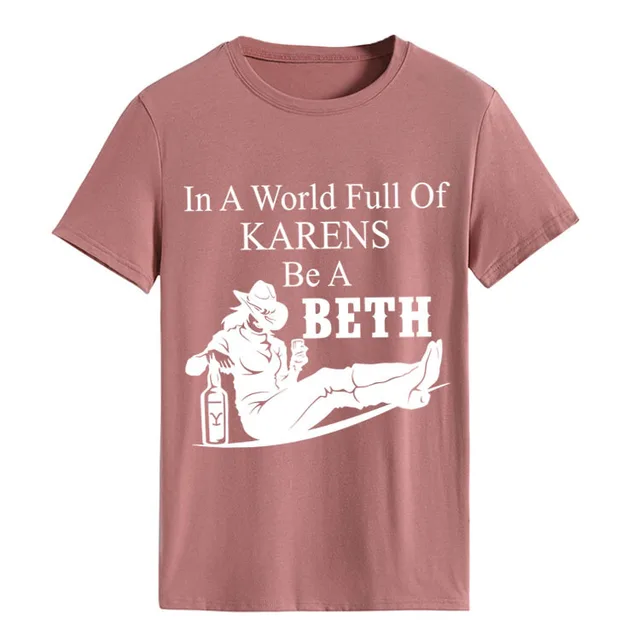 Letter Crew Neck Denim Printing Short Sleeve T shirt Bottoming Loose Women's Clothing Rose Gold White Words - Shop at LoveMi