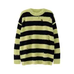 Hema Wool Striped Round Neck Sweater - Green