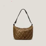 Women's Large-capacity Nylon Quilted Crossbody Bag - Brown