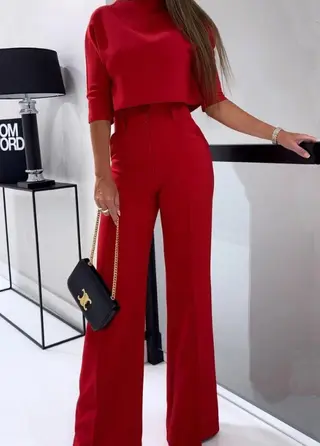Fashion Tops High Waist Wide Leg - Big Red