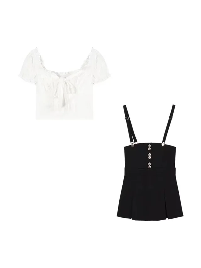 Summer Shirt Suspender Skirt Sweet Set Shirt Suspender Skirt - Shop at LoveMi