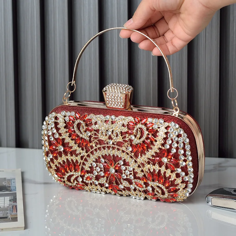 Women's Fashion Casual Diamond Clutch Shoulder Bag Red - Shop at LoveMi