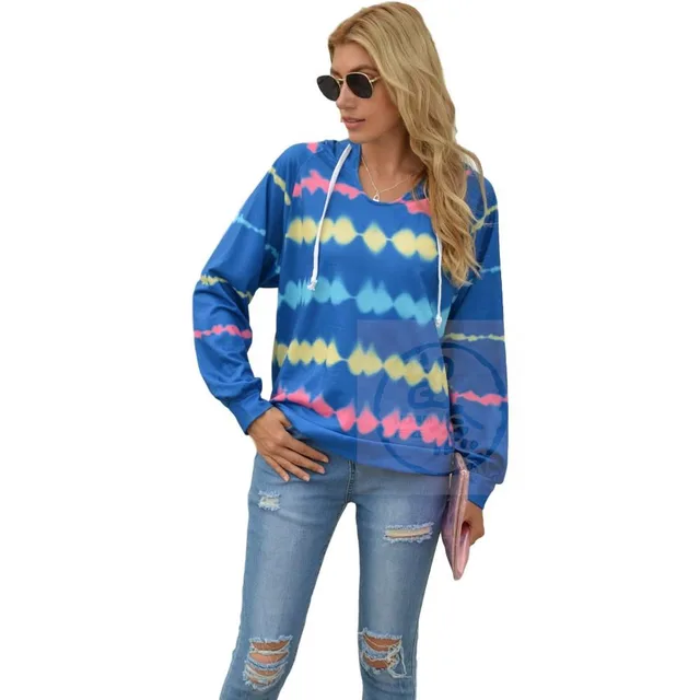 Autumn And Winter Women's Striped Hoodie Blue - Shop at LoveMi