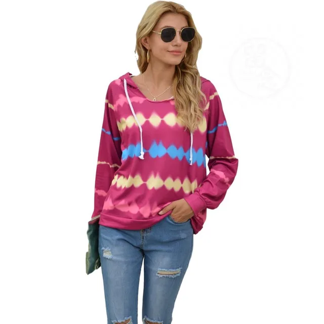 Autumn And Winter Women's Striped Hoodie Pink - Shop at LoveMi