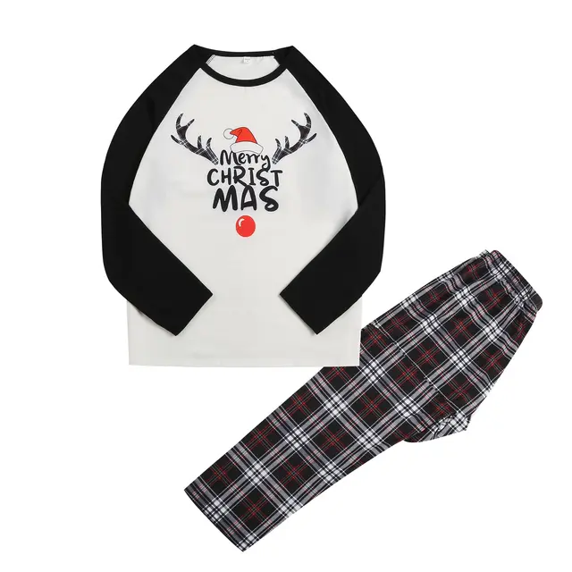 Christmas Elk Printing Parent child Wear Long sleeved Pajamas Set Homewear Dad S - Shop at LoveMi