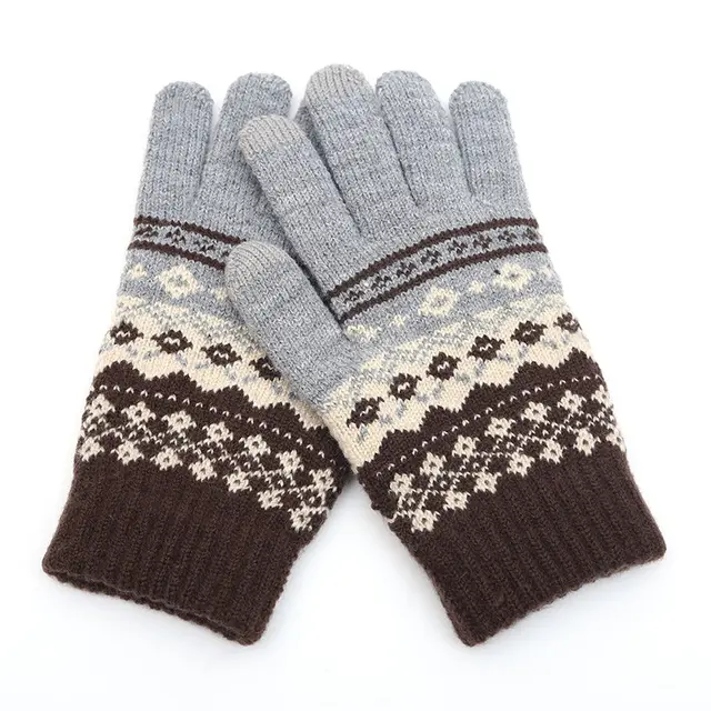 Winter Cashmere like Fleece lined Thermal Knitting Gloves Gray - Shop at LoveMi
