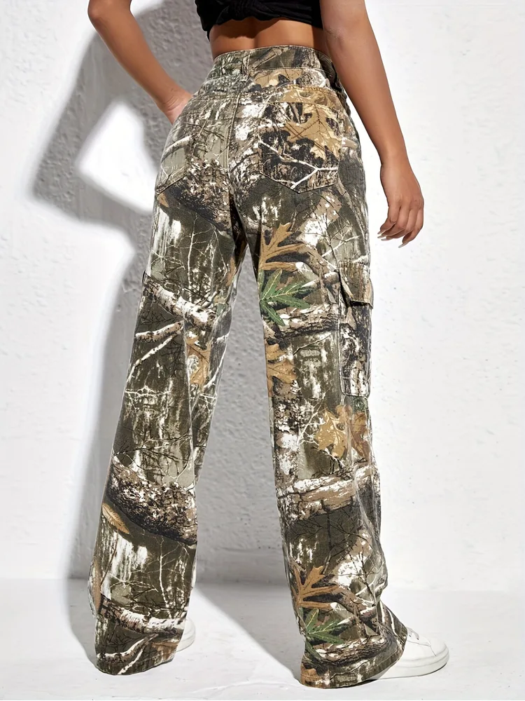 Women's Fashion Printed Casual Loose Denim Trousers Color - Shop at LoveMi