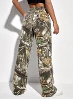 Women's Fashion Printed Casual Loose Denim Trousers - Colour