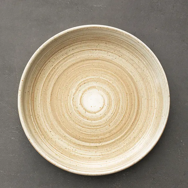 Stoneware Plate Dish Retro Household Ceramic Tableware Tray Plate White - Shop at LoveMi