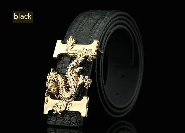 Crocodile Pattern Smooth Buckle Belt Men's Black - Shop at LoveMi