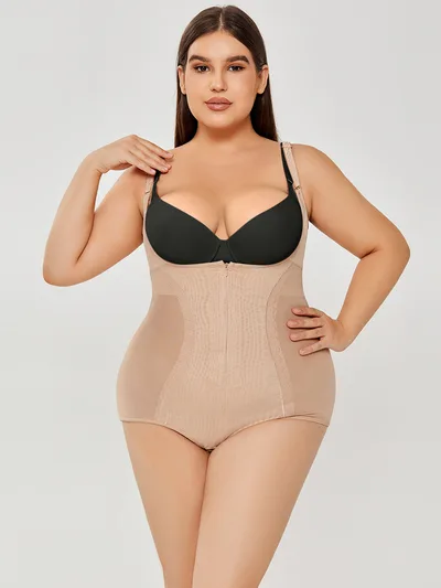 Shapewear Bodysuit Tummy Control Slim Body Shaper Apricot - Shop at LoveMi