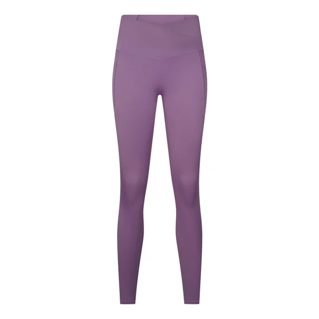 Yoga Side Pocket Elastic Light Thin Soft Nude Feel Running Workout Ankle Length Pants Purple - Shop at LoveMi