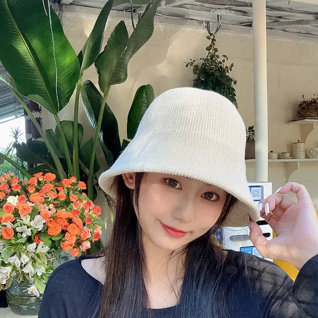 Women's Autumn And Winter New Lamb Wool Bucket Hat Solid Color Chenille Beige - Shop at LoveMi