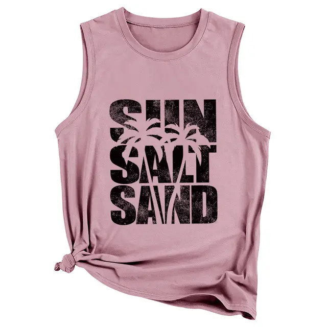 European And American Fashion Loose Sleeveless Crew Neck Casual Vest Rose Gold - Shop at LoveMi